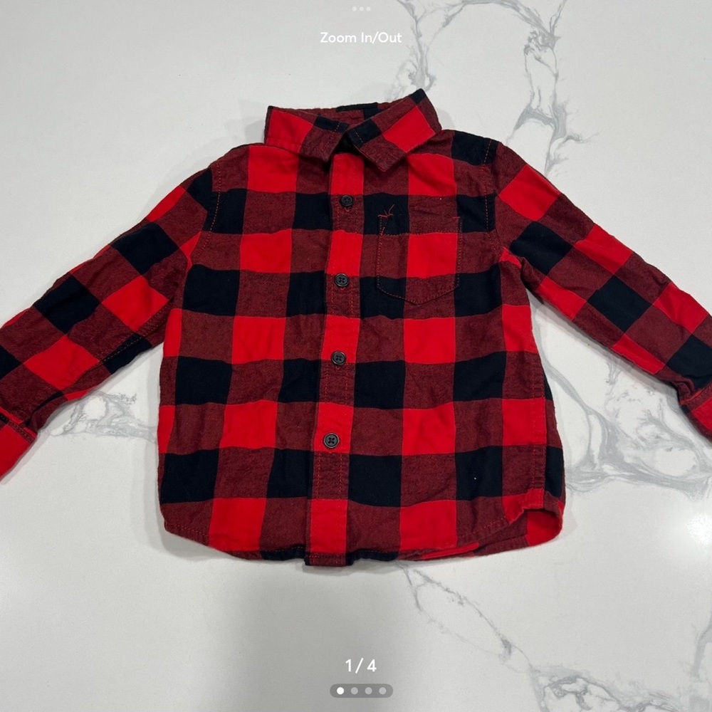 Cat & Jack Red and Black Checkered Kids Button Down Shirt 
#58